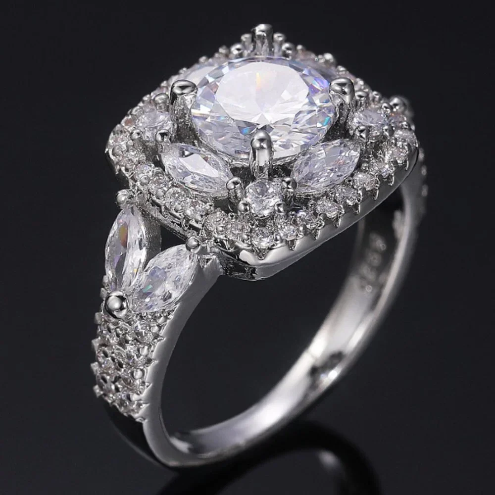 ️925 STERLING SILVER | Jewelry | Shiny Round Cz Square 925 Sterling ...